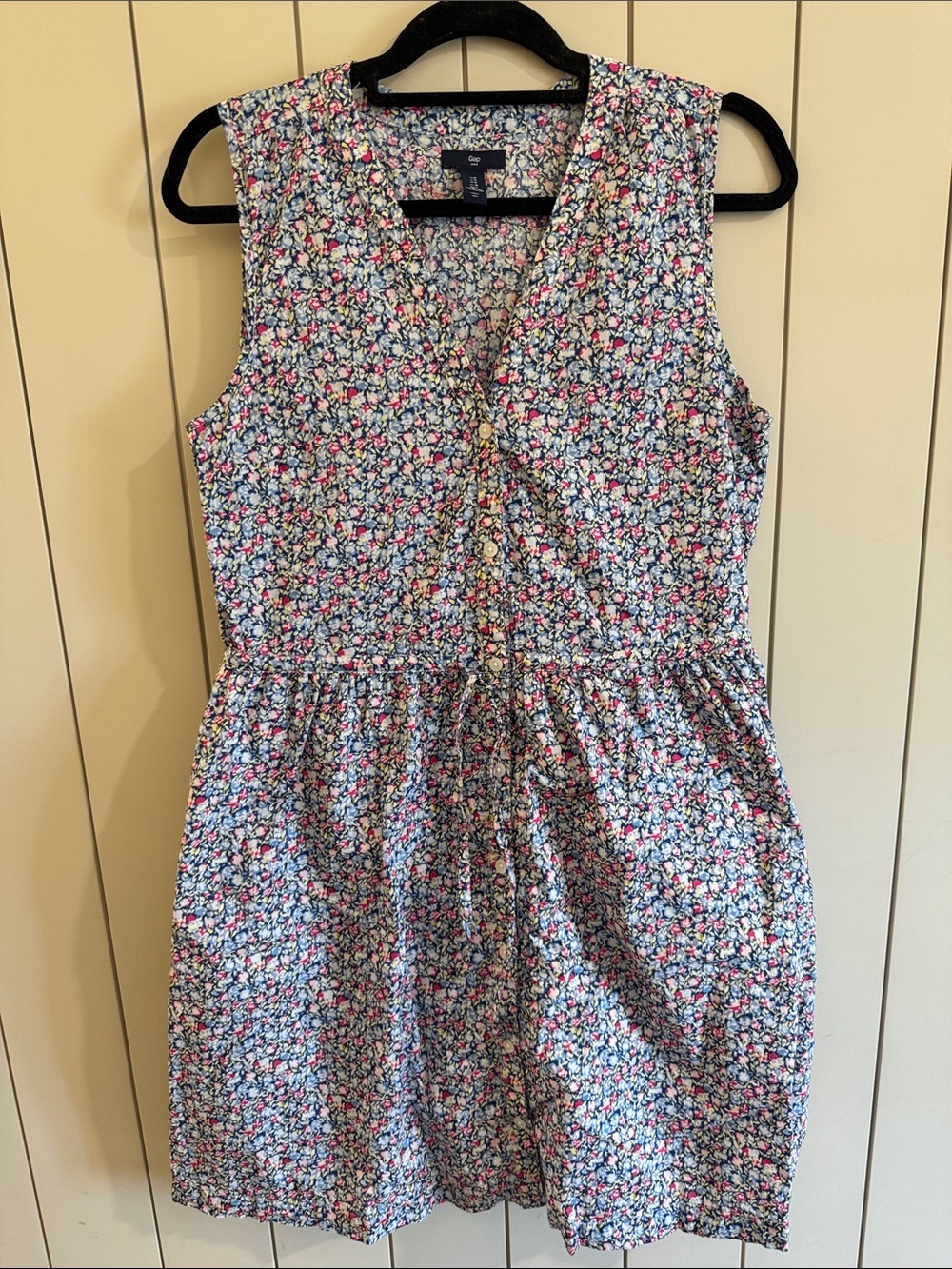 GAP Floral Sleeveless Cotton Dress - Pink & Blue